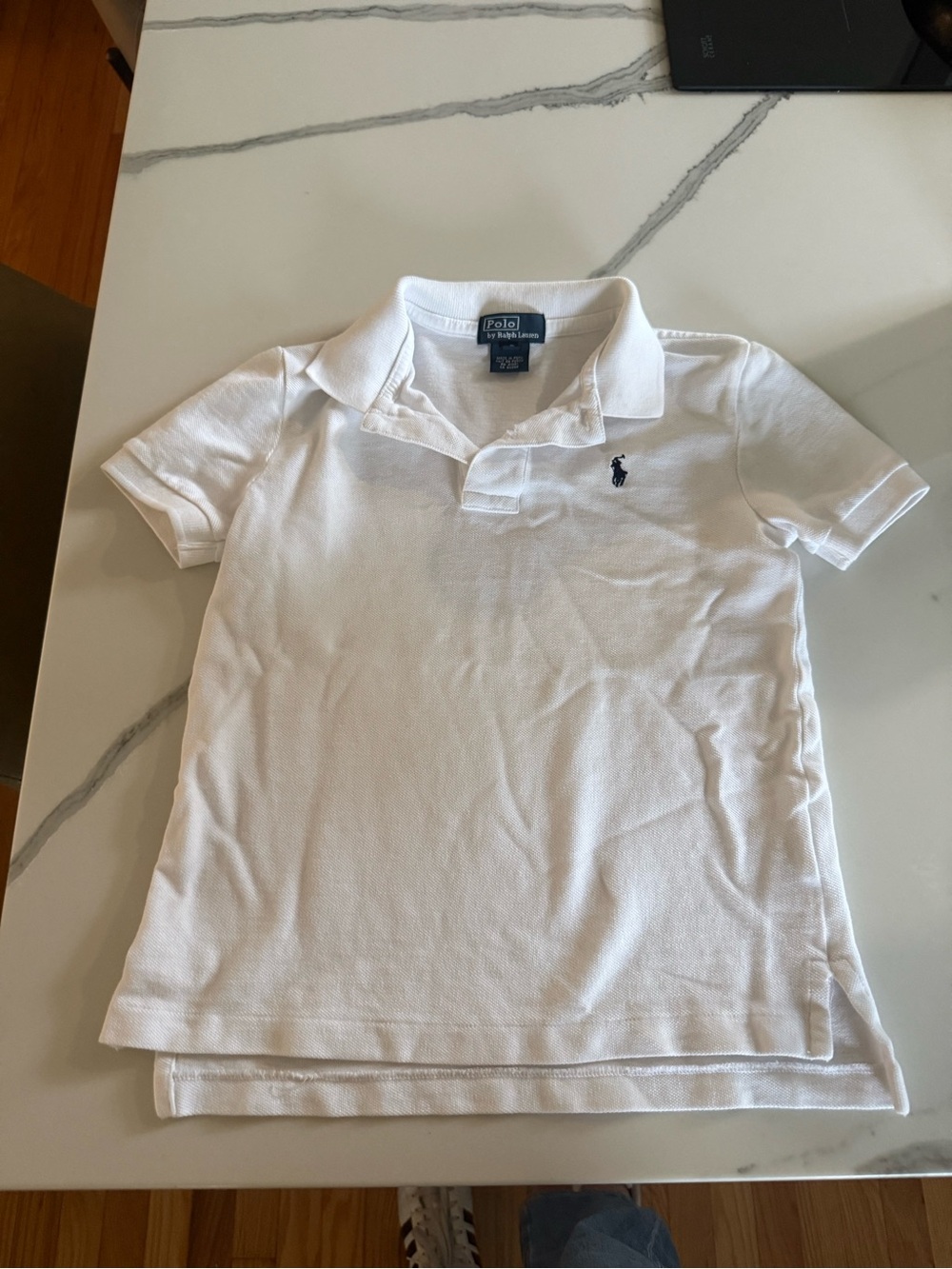 Ralph Lauren White Kids Polo Shirt with Navy Pony